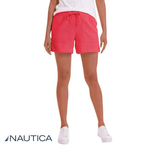 NWT Nautica Women's Linen Blend Side Pockets Elastic Drawstring Casual Shorts - Picture 1 of 6